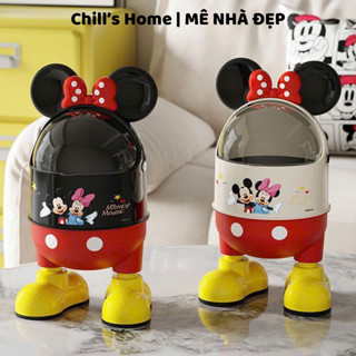 Thùng Rác Mini Để Bàn Hình Mickey Kèm Nơ Xinh Xắn Decor Phòng Ngủ, Phòng Khách, Bàn Học Có Lõi Riêng