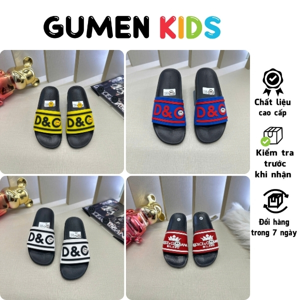 Dép D.G Cho Bé Trai Logo Chữ Nổi Cực Đẹp - Dép Quai Ngang Cho Bé Đeo Đi Học Đi Chơi Phong Cách Đôn Chề