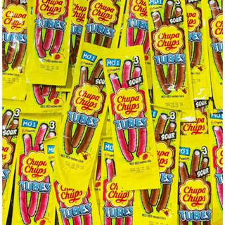 Sỉ dây 16 gói Kẹo Dẻo Chupa Chups Sour Tubes Có Nhân Hương Dâu & Hương Cola