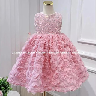  Rosie Dress-👗 Đầm  Váy công chúa Bé gái hoa hồng Bling Bling 3D thiết kế cao cấp sang chảnh  Tặng cài   