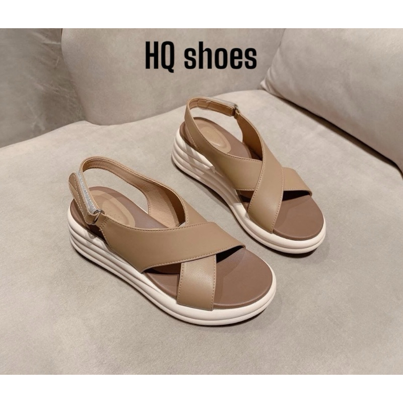 Sandanl chéo xuồng da micro ( chân đầy tăng 1 size ạh ), đế siêu êm nhẹ , cao 5cm, HQ shoes HQ-2070 
