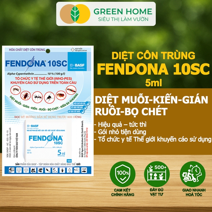 Thuốc Diệt Muỗi GreenHome, Fendona 10sc, Gói 5ml, Hiệu Quả, Không Mùi, Dễ Dùng, Diệt Ruồi, Kiến