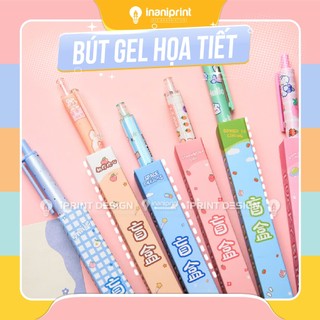 Bút Gel bấm mực đen nhiều họa tiết dễ thương