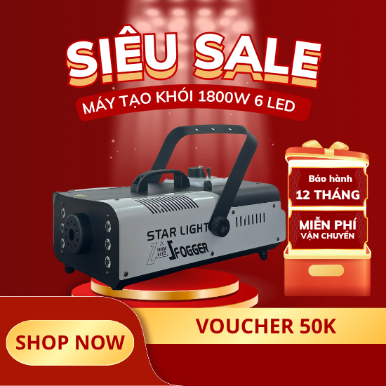 Máy khói 1800w led full màu độc lập,máy phun khói 1800W