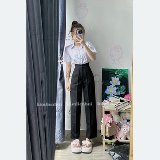 [RT] Quần Tây Ống Rộng 1 Nút Cài Thẳng