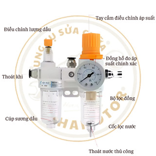 Bộ cấp dầu lọc nước máy ra vào lốp, cấp dầu, lọc hơi nước đôi, tách nước, tách bụi bẩn