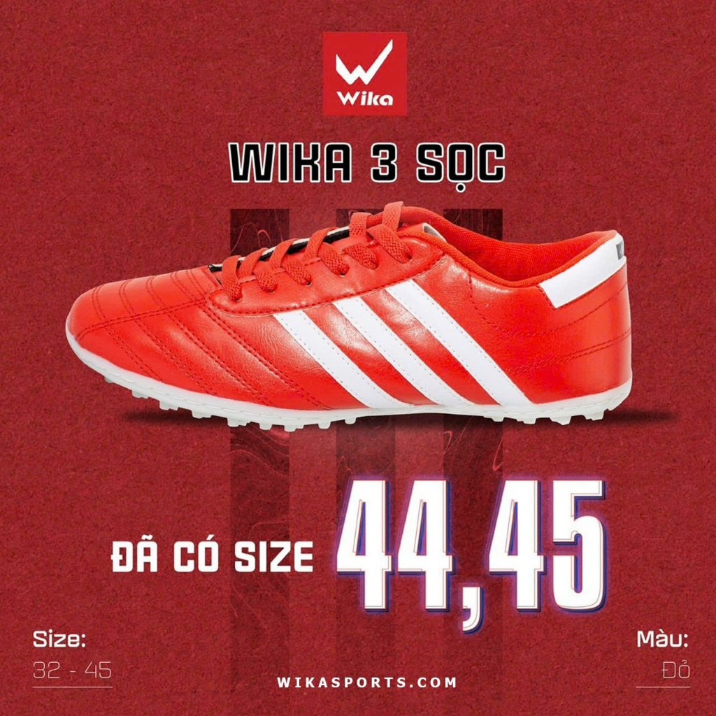 [Chính hãng] Giày đá bóng Wika 3 sọc CT3, khâu full đế