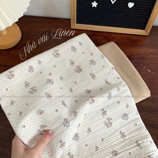  Vải Cotton DỆT NỔI HOA NÂU CHẤM BI Nhà Vải Linen Chất Liệu Cao Cấp Mềm Mại Thoáng Mát An Toàn Cho Da Nhạy Cảm 