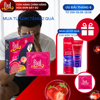 Bao cao su Feel 4 in 1 hộp 3 bao | Bao cao su kéo dài quan hệ | Bao cao su có gai và gân