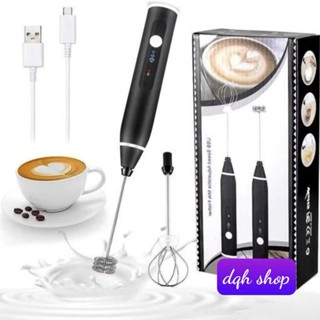 Máy Tạo Bọt Cafe, Máy Đánh Trứng Mini Cầm Tay Sạc Pin 3 Cấp Độ Tặng Kèm 2 Đầu Đánh Chuyên Dụng