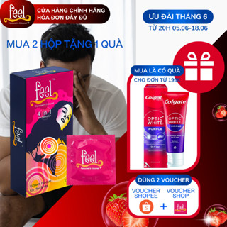 Bao cao su Feel 4 in 1 12 bao Flavoured & Coloured - Bao cao su kéo dài quan hệ