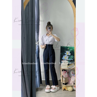 [Mã XĐ1] Quần Tây Xanh Đen 1 Nút Cài Thẳng
