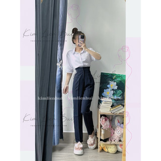 [Mã XĐ1] Quần Tây Xanh Đen 1 Nút Cài Thẳng