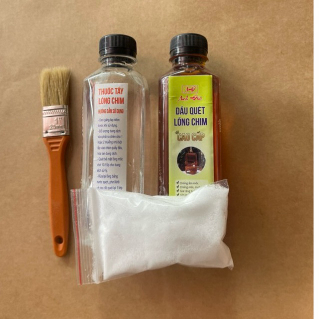 Combo dầu quét lồng+nước tẩy mốc+ chổi quét lồng chim - lồng chim nhà làm