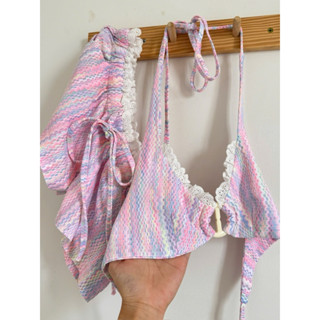  MICKEY BIKINI | Set bikini đi biển 2 món có kèm mút form quần short mùa hè màu pastel dễ thương 