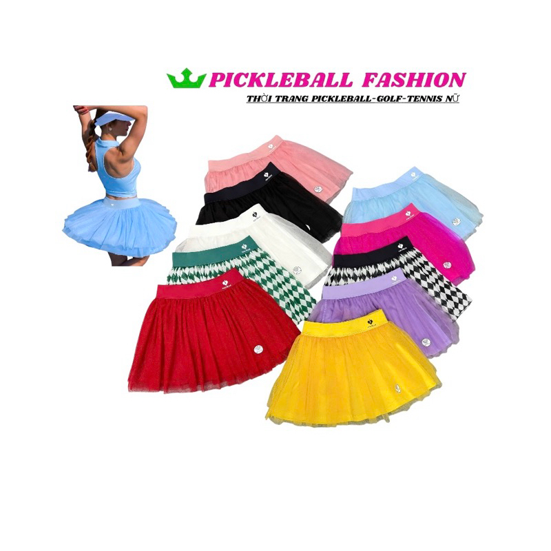 [PICKLEBALL] Chân váy xoè thể thao Pompeche,chất liệu tutu giúp chị em thả dáng trên sân-pickleball, golf, tennis..