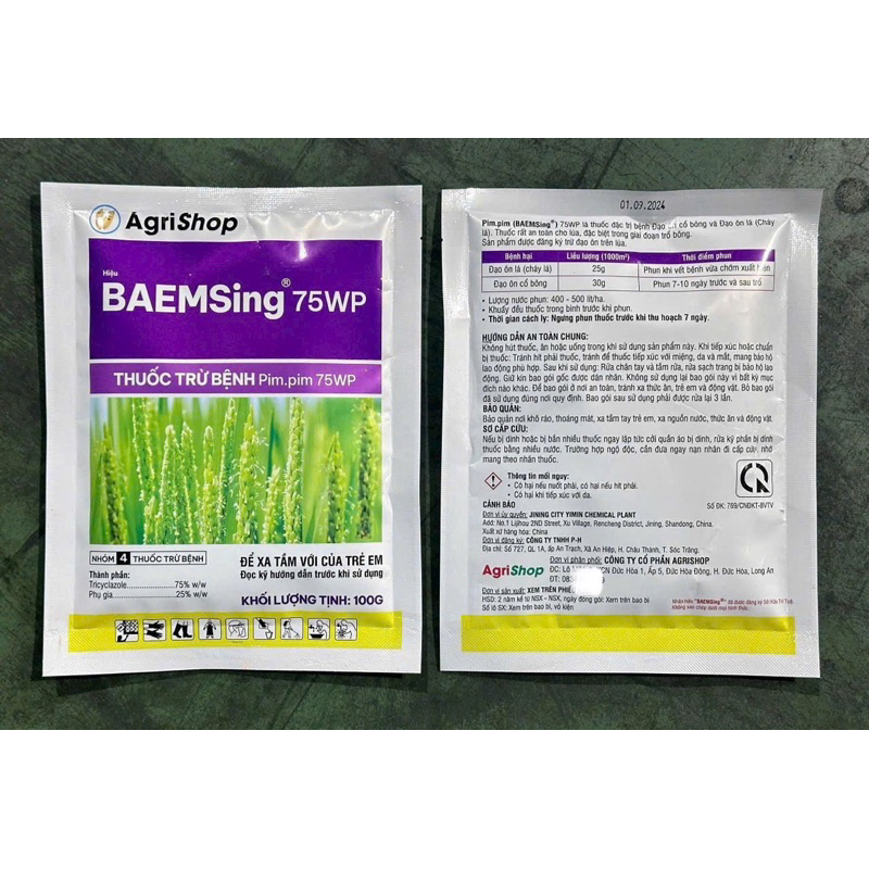Beam Sing 75WP 100GR: Trừ Đạo ôn lá, cô bông, chuyên trong giai đoạn cổ bông lúa