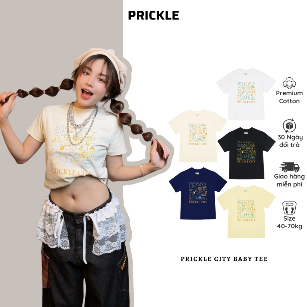 Áo Thun Nữ Baby Tee PRICKLE CITY Premium Cotton