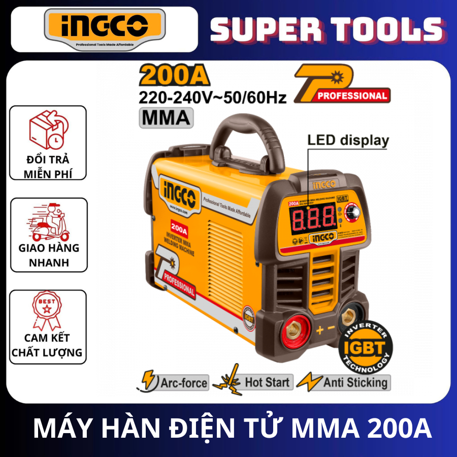 INGCO Máy hàn điện tử MMA 200A ING-MMA20069 / 130A ING-MMA13049 / 160A ING-MMA16049