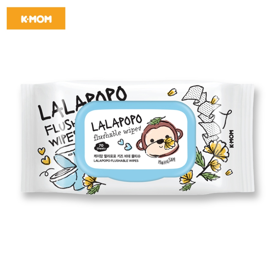 Khăn ướt tự hủy cao cấp K-mom Lalapopo (70 tờ)