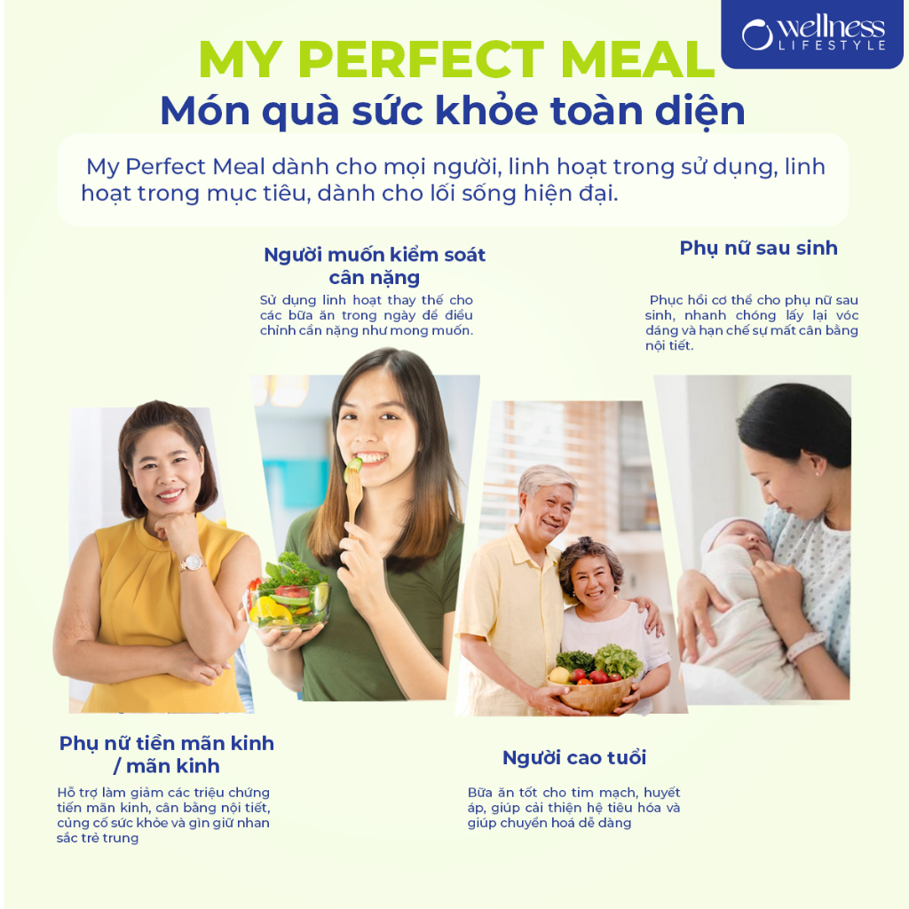 Bữa ăn dinh dưỡng My Perfect Meal Happycell hộp 21 gói bữa ăn thay thế, hỗ trợ giảm cân nhập khẩu Hàn Quốc.