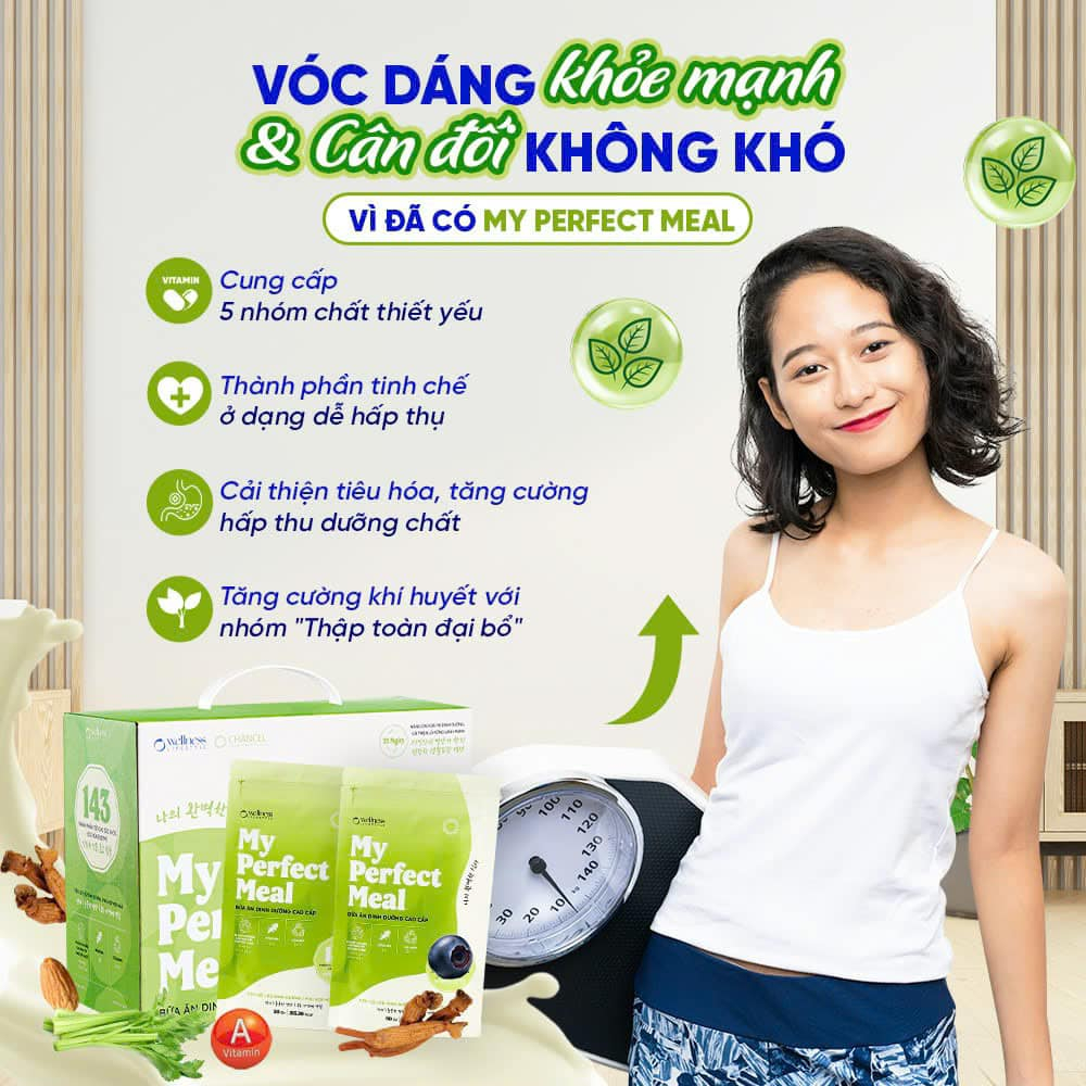 Bữa ăn dinh dưỡng My Perfect Meal Happycell hộp 21 gói bữa ăn thay thế, hỗ trợ giảm cân nhập khẩu Hàn Quốc.