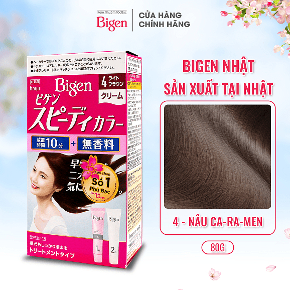 Kem Nhuộm Tóc Bigen nhập khẩu Nhật 100% ( Nâu caramen ) - số 4 màu hồng
