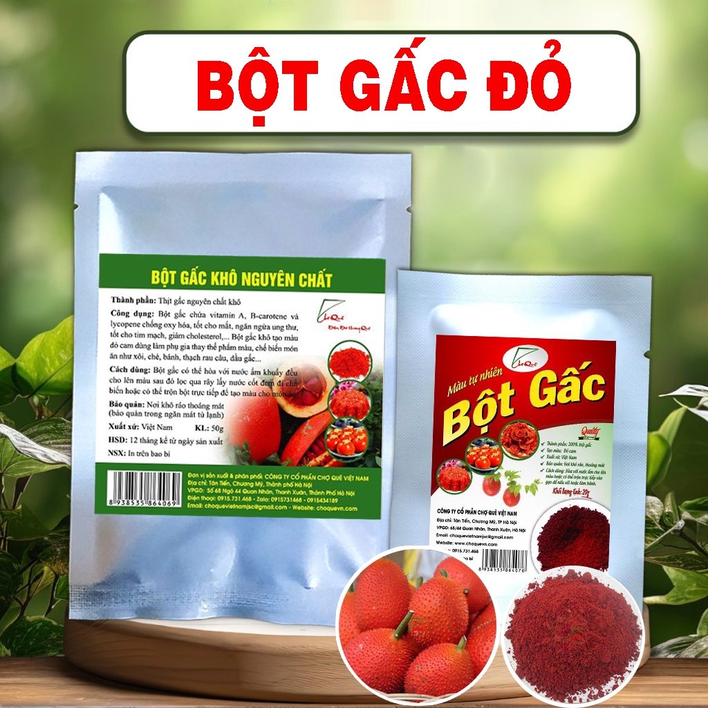 Bột gấc đỏ khô 100% nguyên chất hàng loại 1 nấu xôi đỏ, bánh kẹo, thạch, mứt dừa gói 10g/20gr/50g
