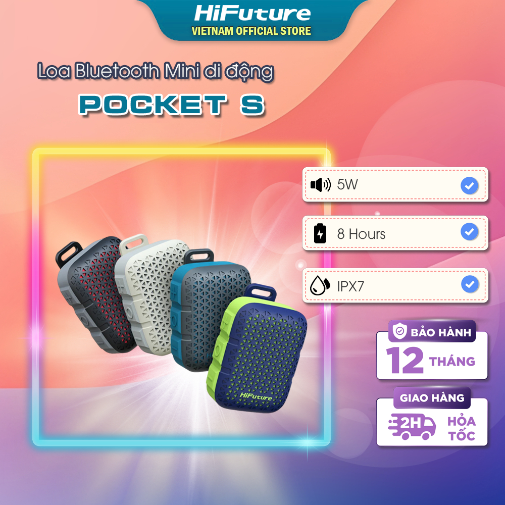 Loa Bluetooth Mini di động HiFuture POCKET S (Bluetooth v5.4, 5W, DSP, IPX7, TWS, 8 Hours)