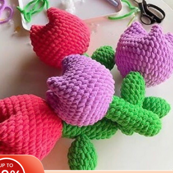 DIY 🌷 Tulip siu lô khổng lồ ôm ngủ thay người yêu ạ 😻🫶🏻. Hoa len nhung đũa siu êm mịn nè chế