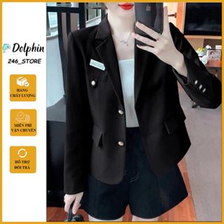  Áo vest lửng nữ áo blazer đệm vai áo khoác bigsize thoải mái thanh lịch 2 lớp túi có nắp túi thật công sở Hàn Quốc L51 