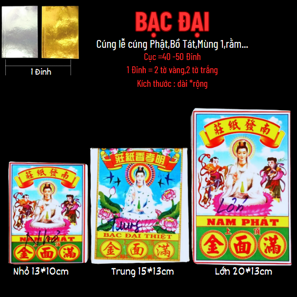 Bạc Đại Cúng Phật,Thần,Tổ tiên thờ cúng[40-50 Đinh]-1 Đinh 2 Vàng+2 Bạc