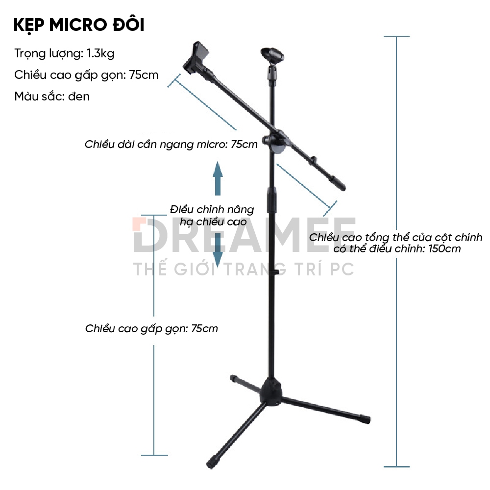 Chân Micro Đế Đứng Kẹp Micro Bom Mic Stand - Chân Đế Micro Sân Khấu Phòng Thu Chuyên Nghiệp | BigBuy360 - bigbuy360.vn