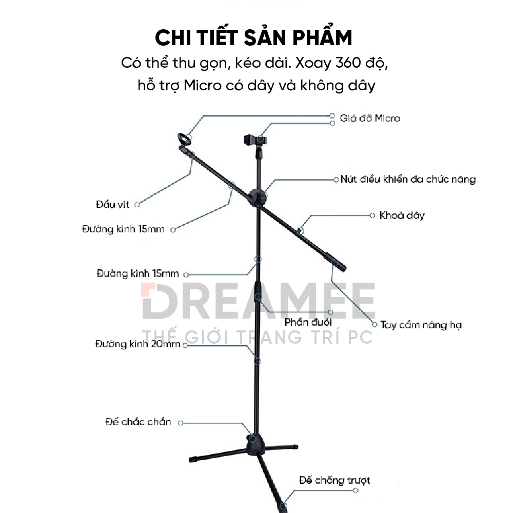 Chân Micro Đế Đứng Kẹp Micro Bom Mic Stand - Chân Đế Micro Sân Khấu Phòng Thu Chuyên Nghiệp | BigBuy360 - bigbuy360.vn