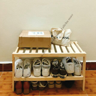 Combo 3 kệ gỗ để đồ gỗ tự nhiên decor