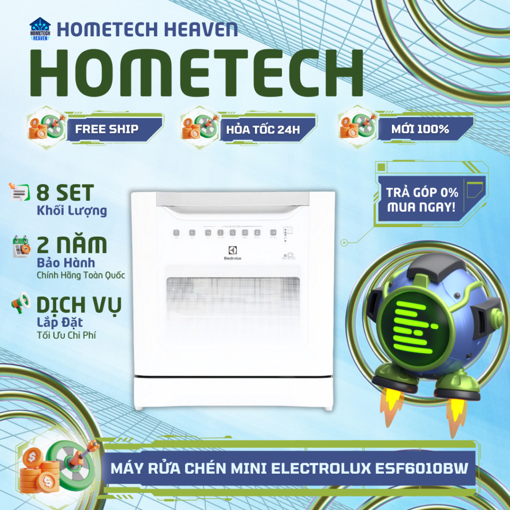 [GIAO LẮP MIỄN PHÍ] ESF6010BW - Máy rửa chén Mini Electrolux ESF6010BW - Hàng Chính Hãng, Mới 100%