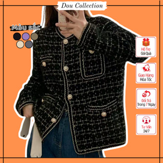  Áo Khoác Cardigan Nữ Áo Len Dạ Tweed Nút Ngọc Trai Phối Túi Hottrend Phong Cách Hàn Quốc Thời Trang Thu Đông - Mã TA064 