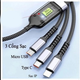 [ SHIP HỎA TỐC ] Combo Sạc 1 Dây 3 Chân ( Chân IP,Chân Sam Sung ,Chân TYPE-C ) 100W Mới Nhất