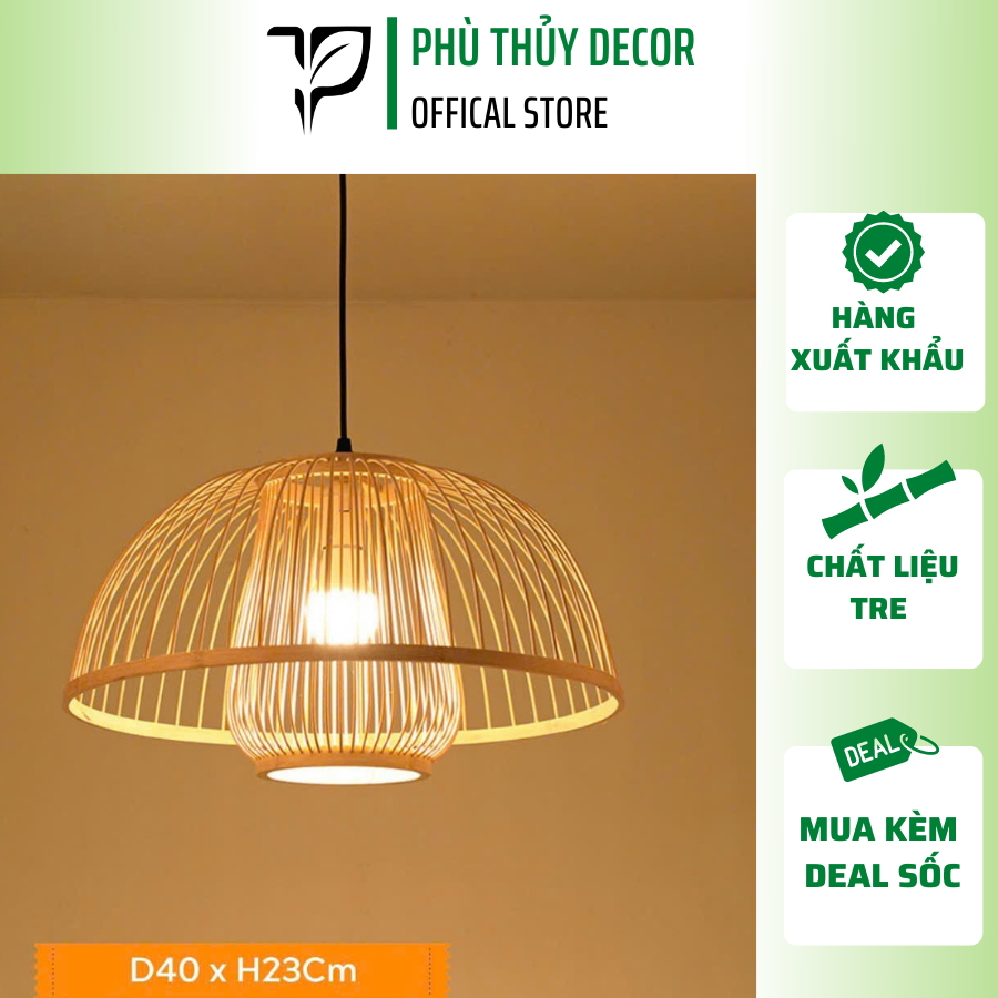 Đèn lồng tăm tre hình bát úp thả trần trang trí nhà hàng, quán cafe, resort, homestay