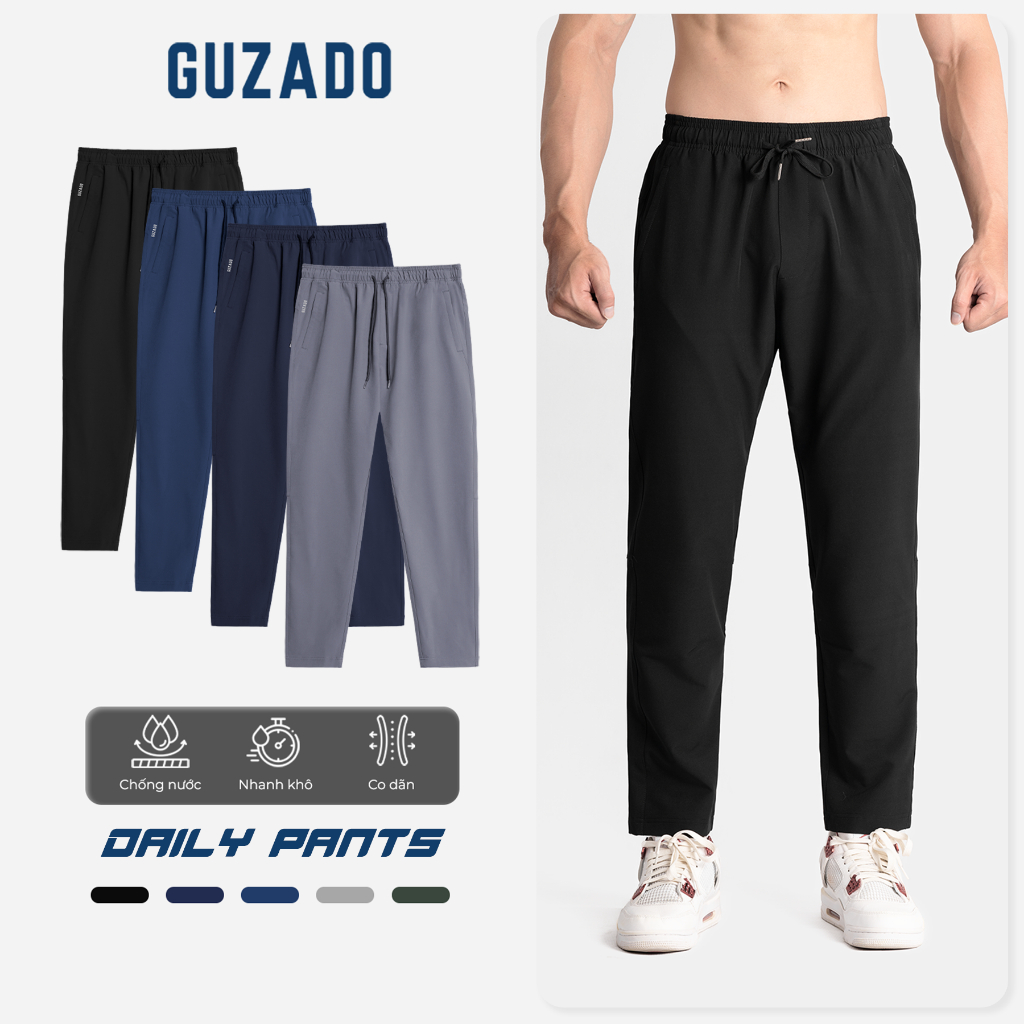 Quần dài thể thao nam GUZADO vải gió cao cấp, khỏe khoắn thoải mái với cạp chun linh hoạt GDC01