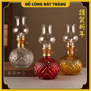 Đèn Lưu Ly Bầu Quả Trám , Đèn Dầu Thờ Cúng Quả Trám, Đèn Đặt Bàn Thờ, Thần Tài chất Liệu Lưu Ly cao cấp - Đồ Cúng Bát Tr