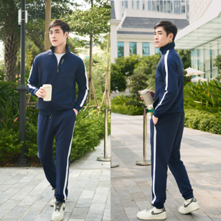 LAROMA Bộ Quần Áo Nỉ Thu Đông Khóa Kéo Cho Nam | Sọc Đơn -Trẻ Trung - Giữ Ấm - Vải Thơm - Kháng Khuẩn - Mềm Mại - Co Dãn