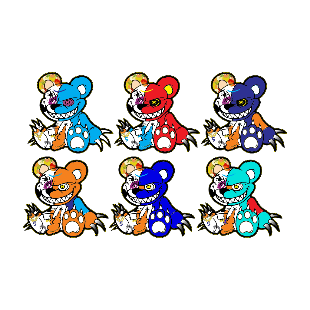 Tem Sticker Dán Gấu Quỷ Bạo Lực Ma Bé Đồng Thương Hiệu Influencer Nhật Bản Xe Điện