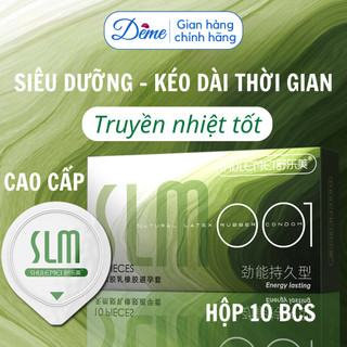  Bao cao su cao cấp kéo dài quan hệ SLM siêu mỏng 001 nhiều gel và truyền nhiệt - Hộp 10 bcs 