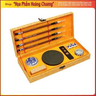 Bộ viết thư pháp thư họa văn phòng tứ bảo hộp gấm