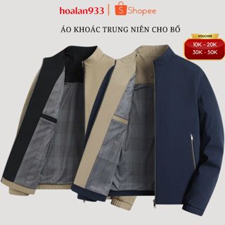 Áo khoác nam gió lì cổ đứng 2 lớp, áo khoác nam trung niên tặng bố ms602