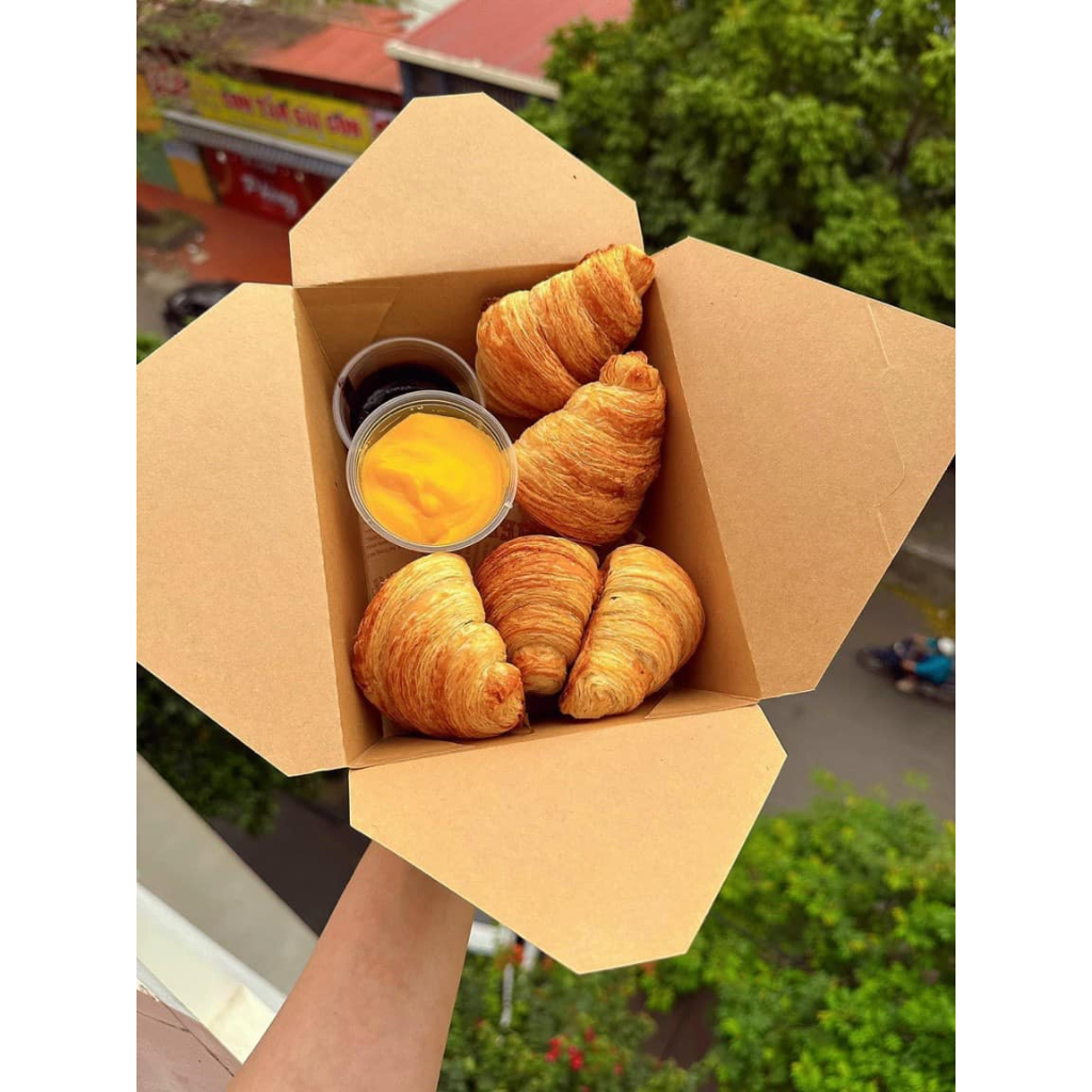 50 Hộp giấy nắp gài kraft đựng salad - Hộp giấy nắp gài đựng thức ăn - hộp giấy kraft đựng cơm