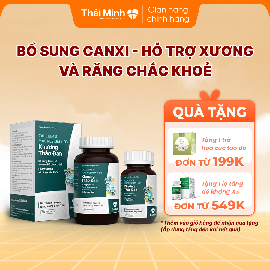 Viên Uống Canxi Khương Thảo Đan - Bổ Sung Canxi Hỗ Trợ Xương và phòng ngừa Loãng Xương  - Lọ 60 viên - 200 viên