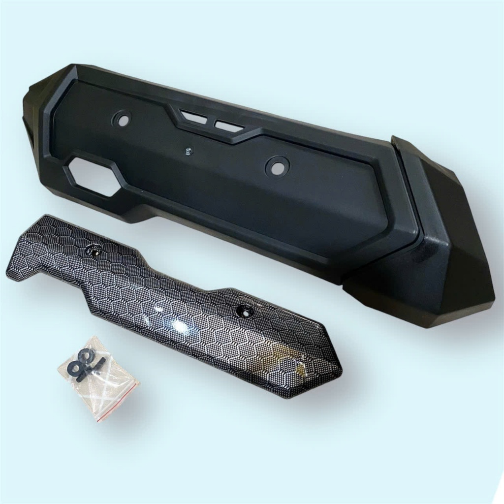 ( Hình thật , video thật ) Che Pô Ốp Pô Bảo vệ nhiệt cho xe SH 12 kiểu CARBON ( kèm tem + ốc đầy đủ 