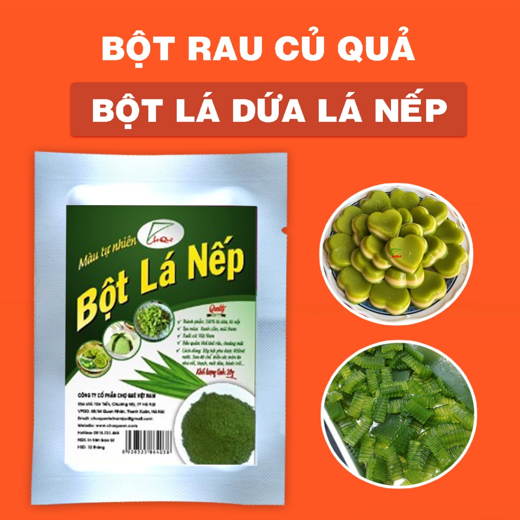 Bột lá nếp/bột lá dứa gói 10gr/20gr/50gr nguyên chất 100% tạo màu xanh, mùi thơm